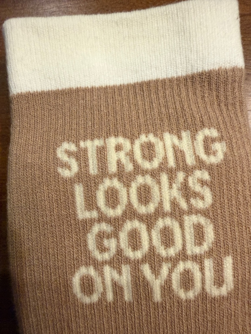 Mocha! Mid calf length Pure Barre “Strong looks good on you”